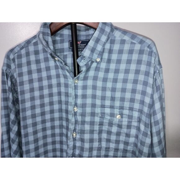 VINEYARD VINES, Blue Check Casual Long-Sleeve Button-Up, Men Size XXL - Picture 4 of 7